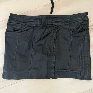 All Saints Black Leather Mini Skirt